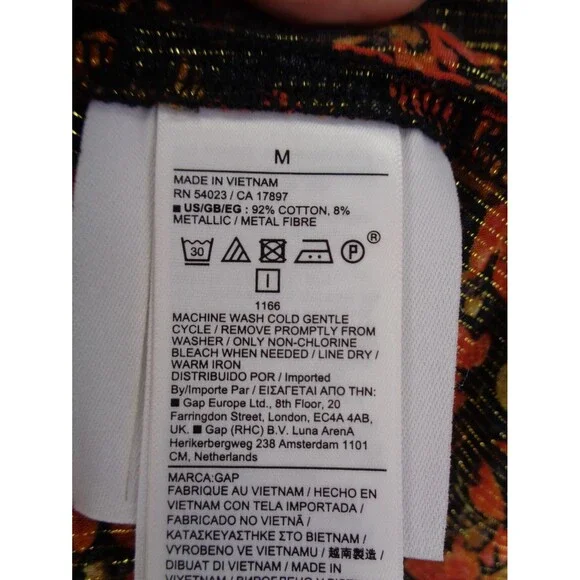 Gap Floral Metallic Ruffle Top Blouse Size Medium - Picture 13 of 14